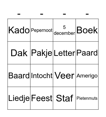 Sinterklaas Bingo Card