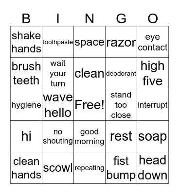 Greetings and Good Habits Bingo Card