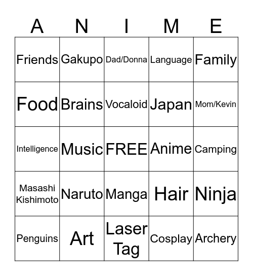 Madelyn/Gakupo Sexypants Bingo Card