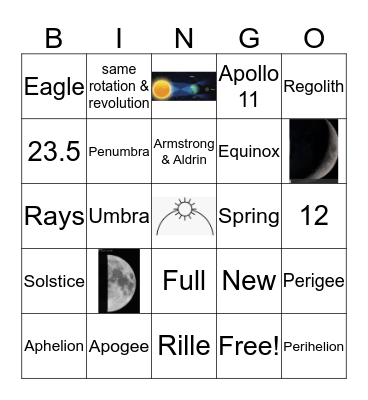 Earth-Moon System BINGO Card