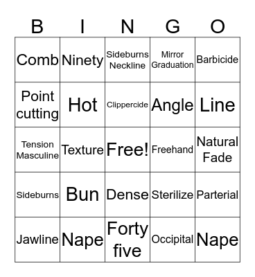 Barbering Bingo Card