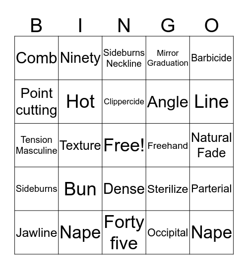 Barbering Bingo Card