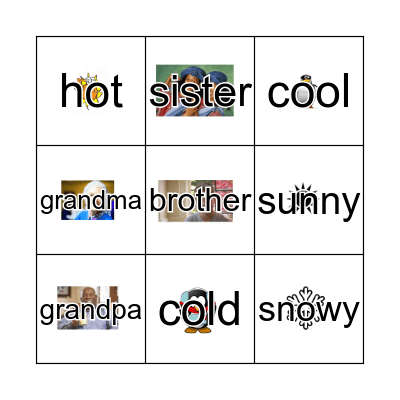 family and weather Bingo Card