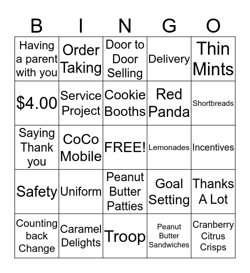 REC Cookie Bingo Card