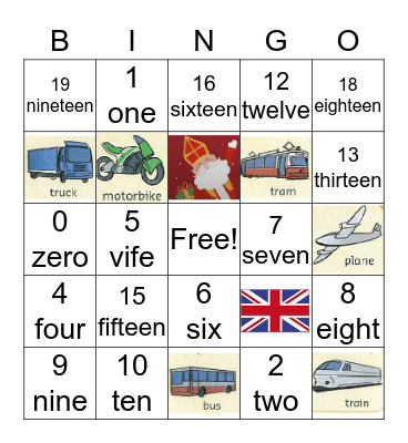 ENGLISH BINGO Card