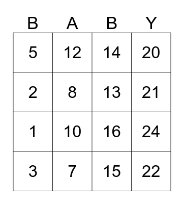BABY Bingo Card