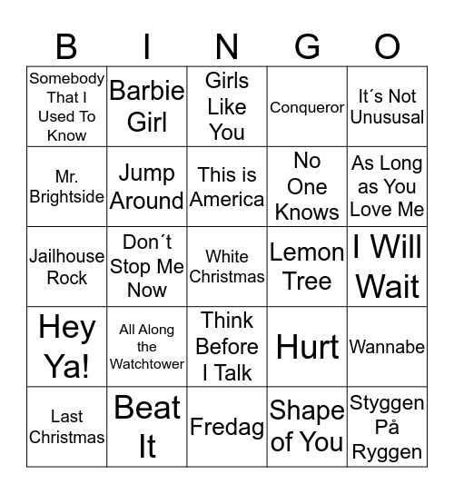 Musikkbingo  Bingo Card