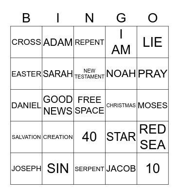 T H E   B I B L E Bingo Card