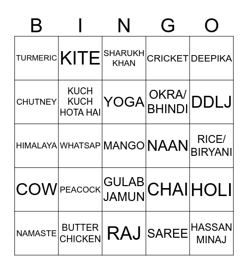 DESI BINGO Card