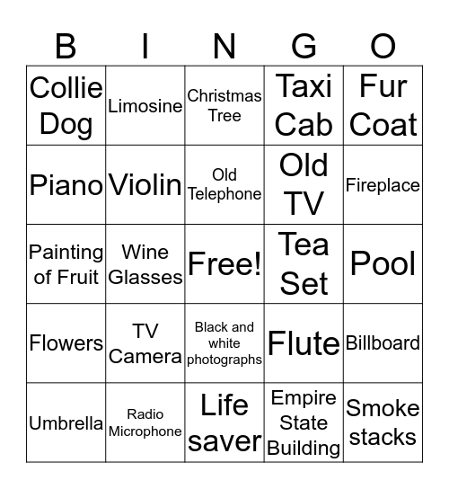 An Affair to Remember Bingo Card