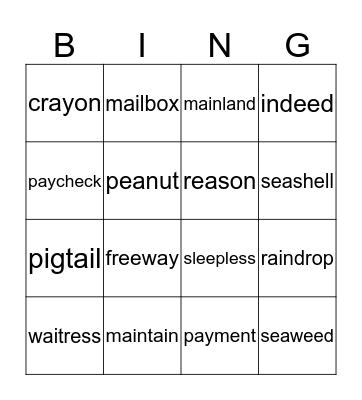 Phonics for Reading Lv2 Bingo Card