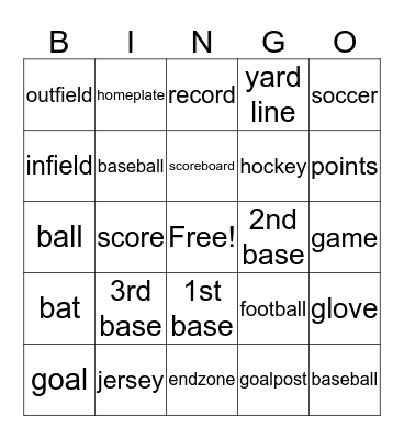 sports Bingo Card