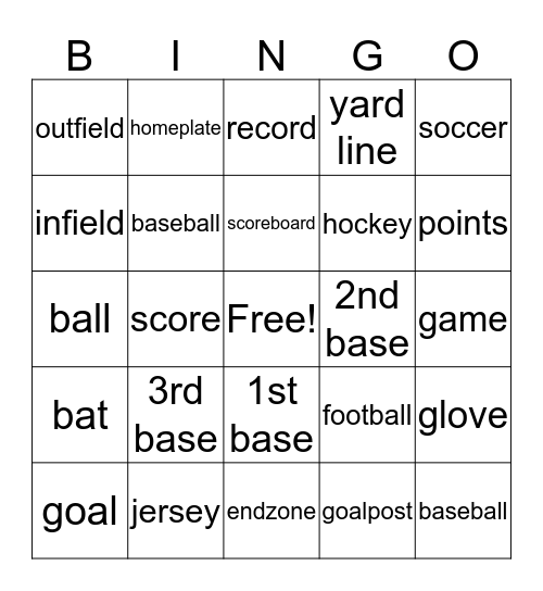 sports Bingo Card
