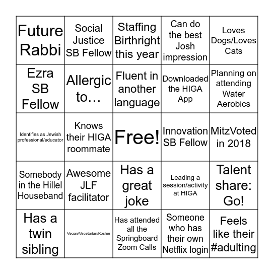 SPRINGO! Bingo Card