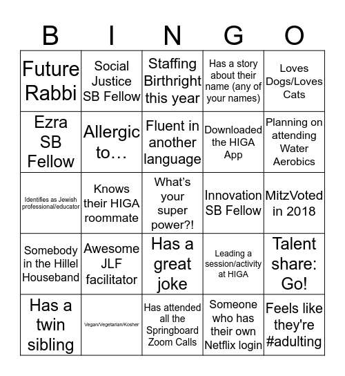 SPRINGO! Bingo Card