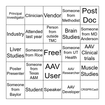 AAV Symposium Bingo Card