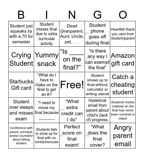Untitled Bingo Card