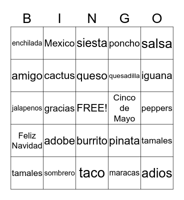 BUENO BINGO Card