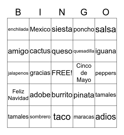 BUENO BINGO Card