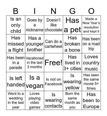 Engagement Bingo Card
