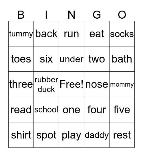 Itchy, Itchy Chicken Pox Bingo Card