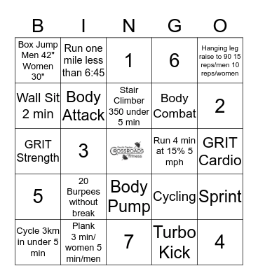 Christmas Workout 2018 Bingo Card