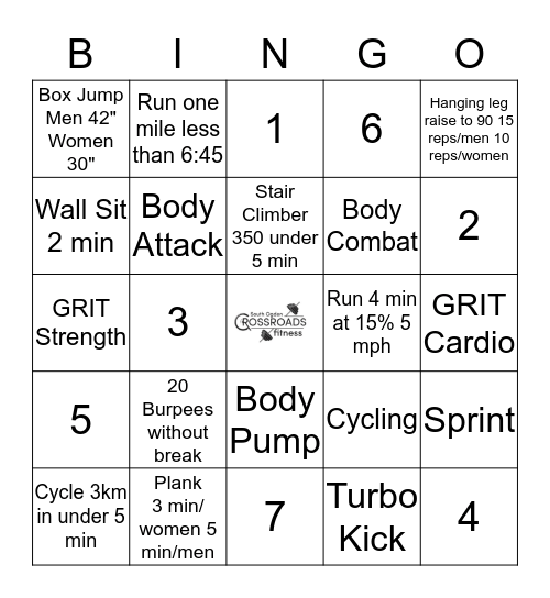 Christmas Workout 2018 Bingo Card
