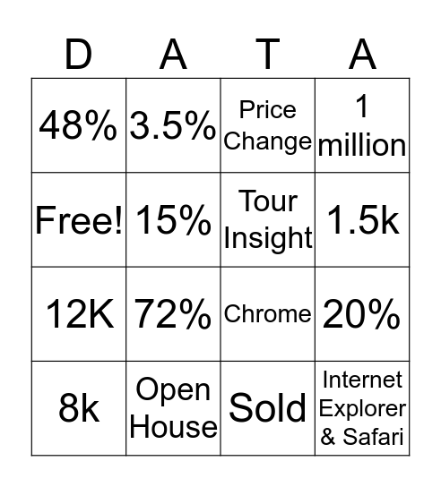 DATA Bingo Card