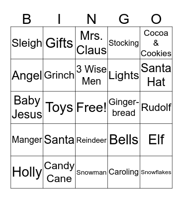 Christmas Bingo Card