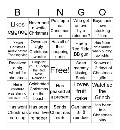 Christmas Bingo Card