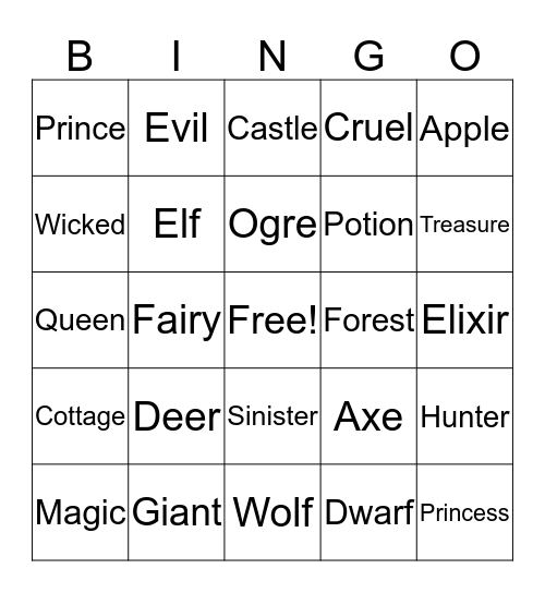 Fairy Tales Bingo Card