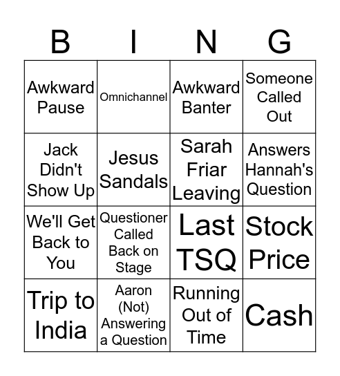 TSQ Bingo Card