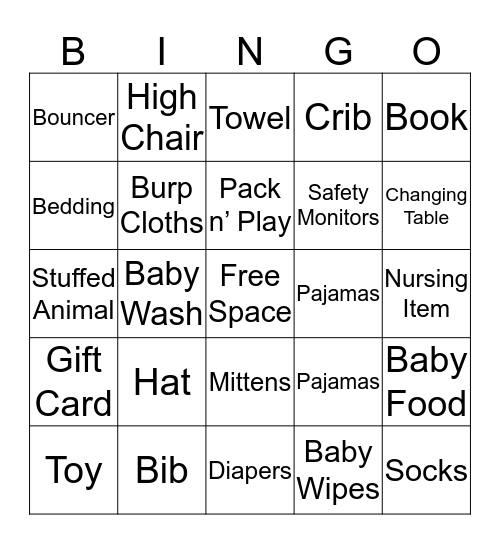 Baby Bingo Card