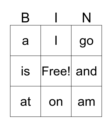 List 1 Bingo Card