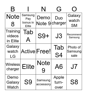 December Samsung BINGO Card