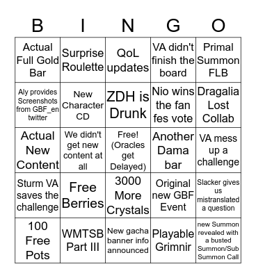 GBF Fes 2018 Bingo Card