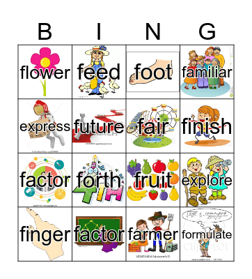 HFW/Vocabulary U3 WK1 Bingo Card