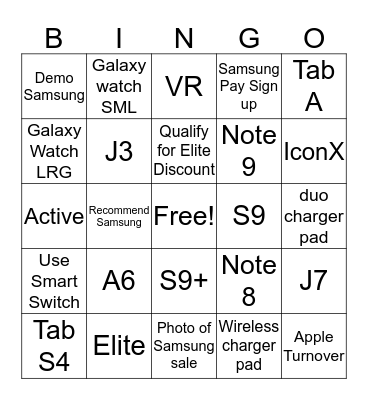 December Samsung BINGO Card