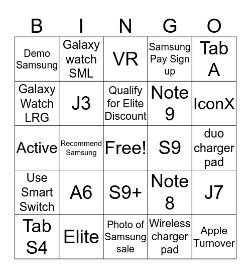 December Samsung BINGO Card