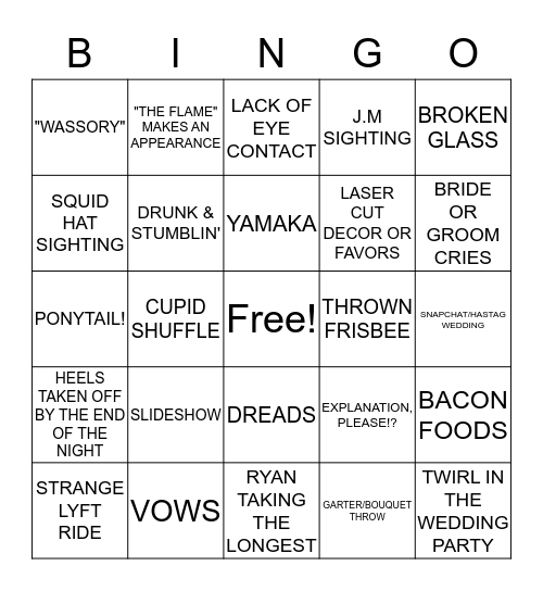 WASSORY WEDDING BINGO Card