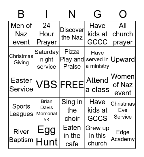 Naz Experience Bingo Card