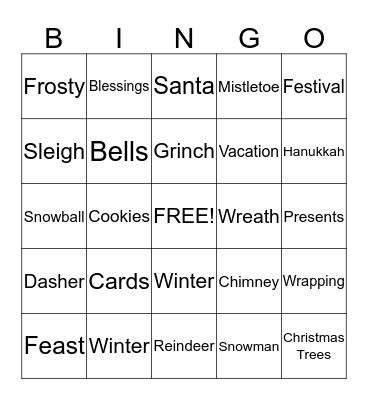 Christmas Bingo! Bingo Card