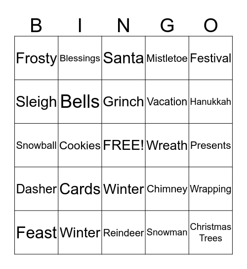 Christmas Bingo! Bingo Card