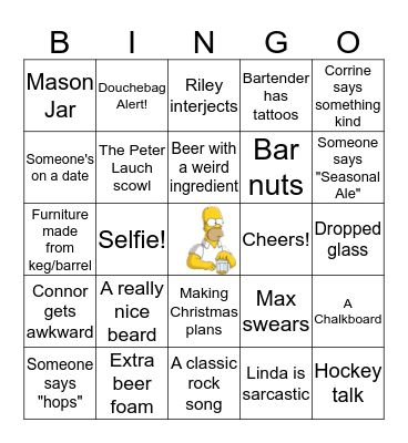 Beer Crawl Bingo Card