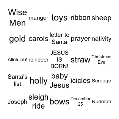 Christmas Bingo Card