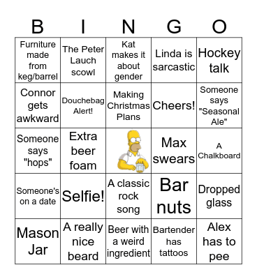 Beer Crawl Bingo Card