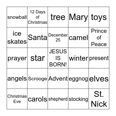 Christmas Bingo Card