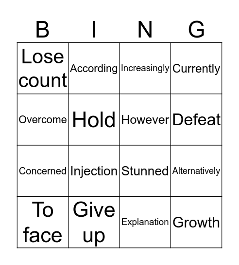 Expert Bingo Card