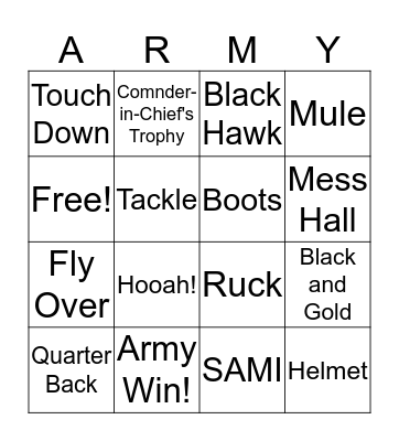 Go Army - Beat Navy Bingo Card