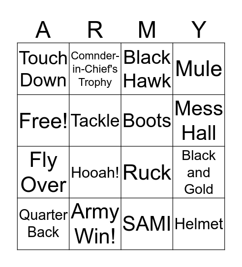 Go Army - Beat Navy Bingo Card